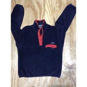 Patagonia Snap-T Pullover Fleece Jacket Women M Navy Vintage 90s MADE In USA @F5
